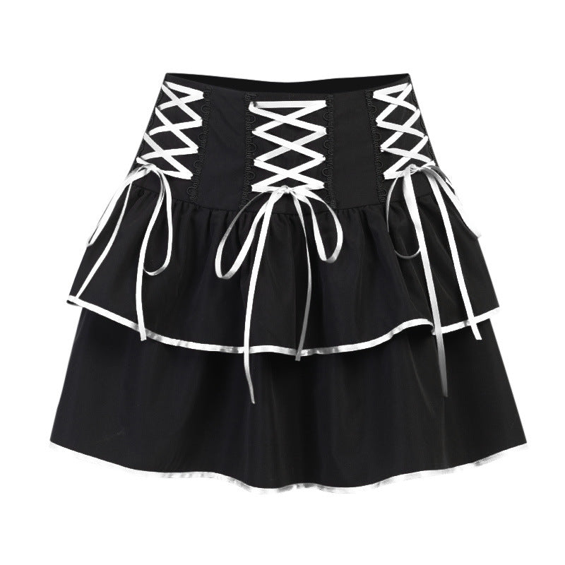 Contrasting Color Strappy Tutu Skirt High Waist Stitching Girl Contrasting Color Strappy Tutu Skirt High Waist Stitching Girl